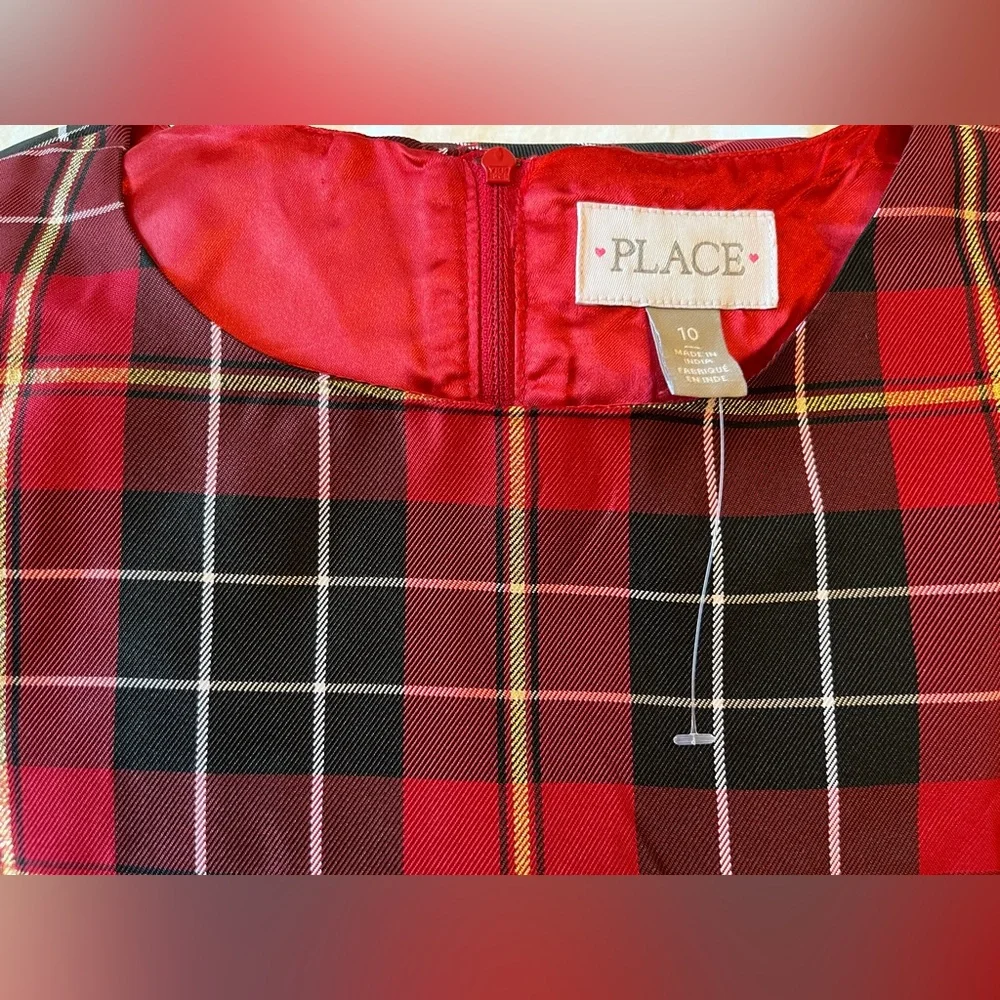 The Children’s Place Girls Plaid Satin Tiered Fit & Flare Party Dress Sz 10 NWT